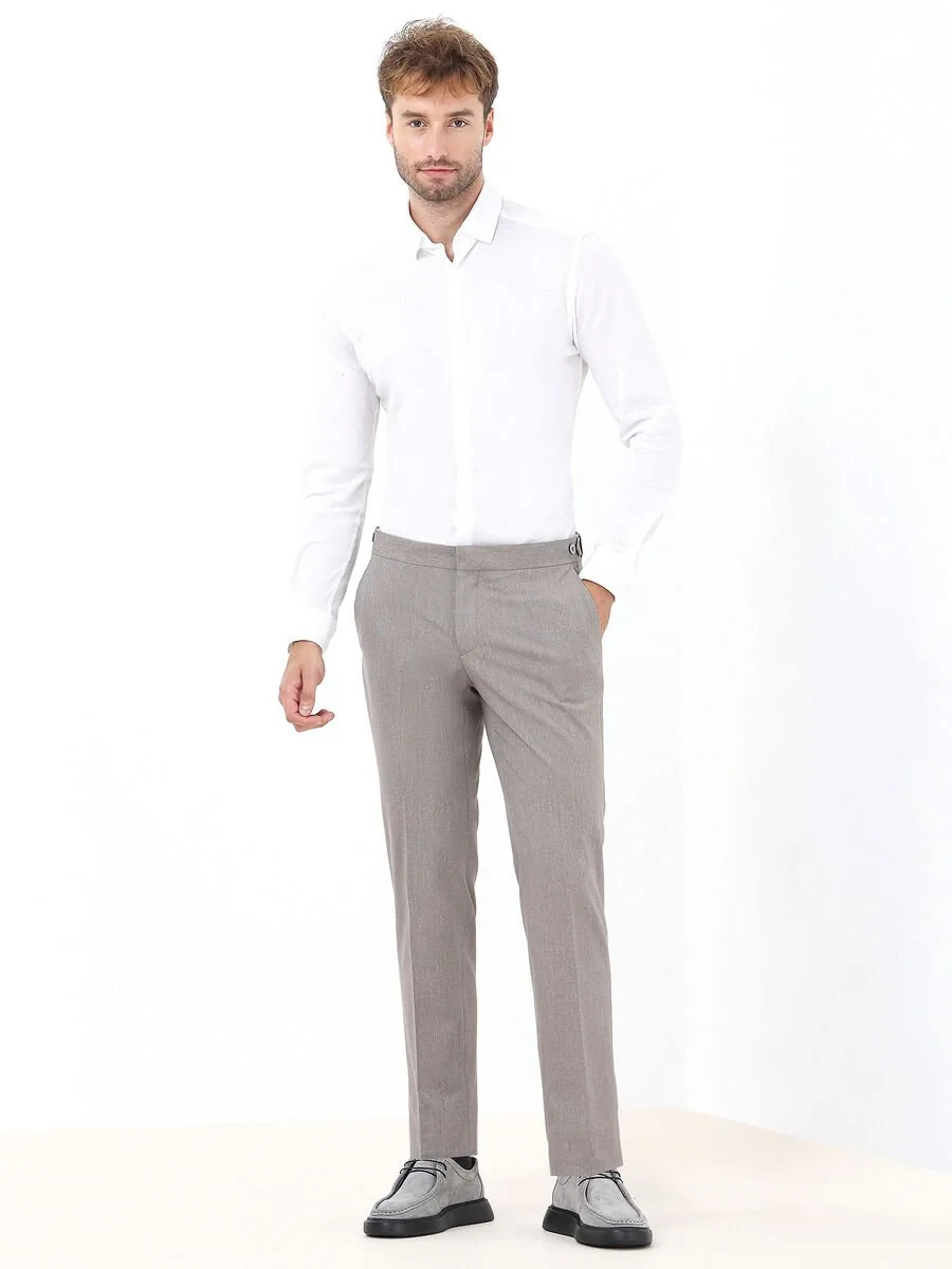 Buff Weaving Fitted Fit Classical Trousers - 2