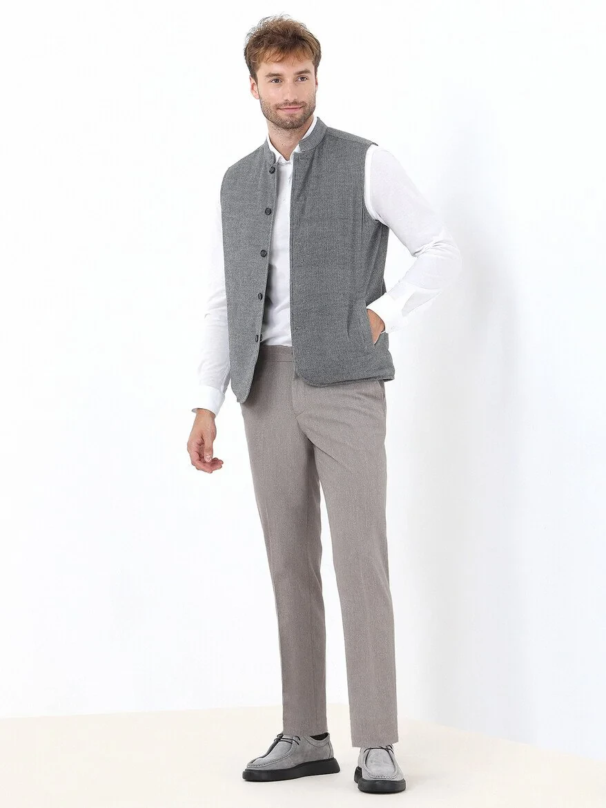 Buff Weaving Fitted Fit Classical Trousers - 3