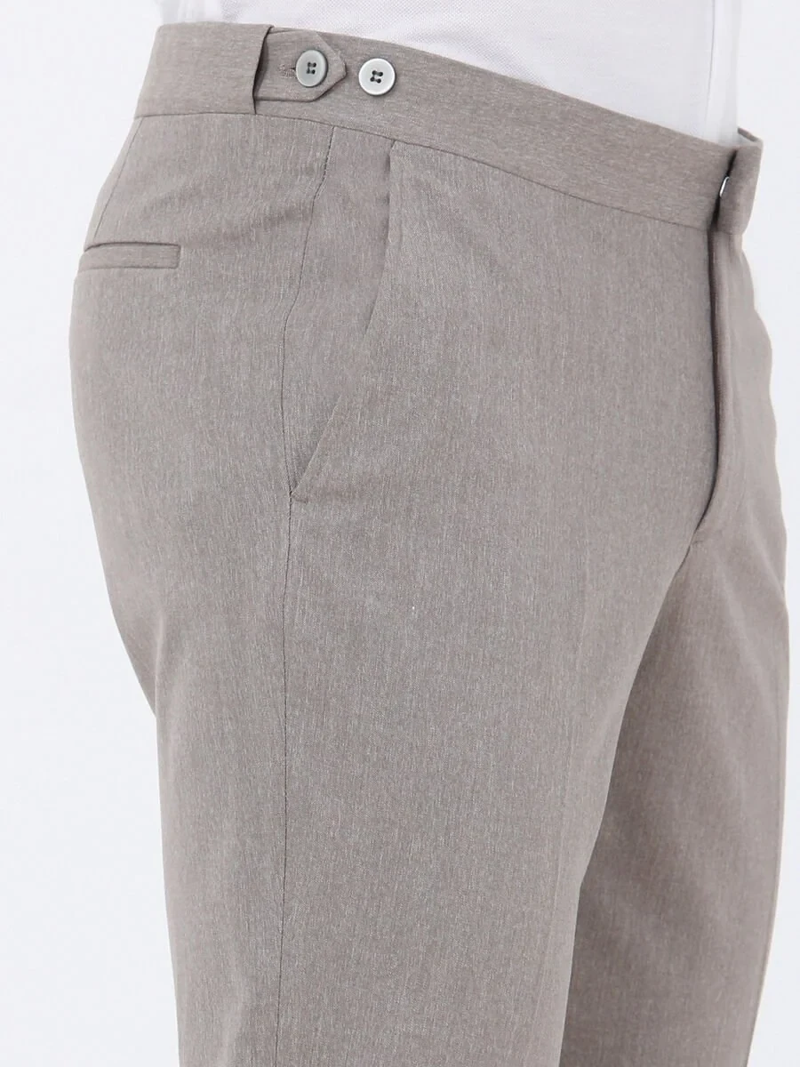 Buff Weaving Fitted Fit Classical Trousers - 4
