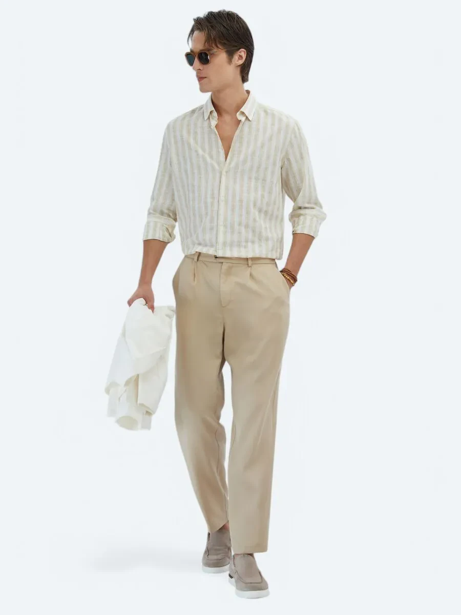 Buff Weaving Loose Fit Casual Trousers - 1