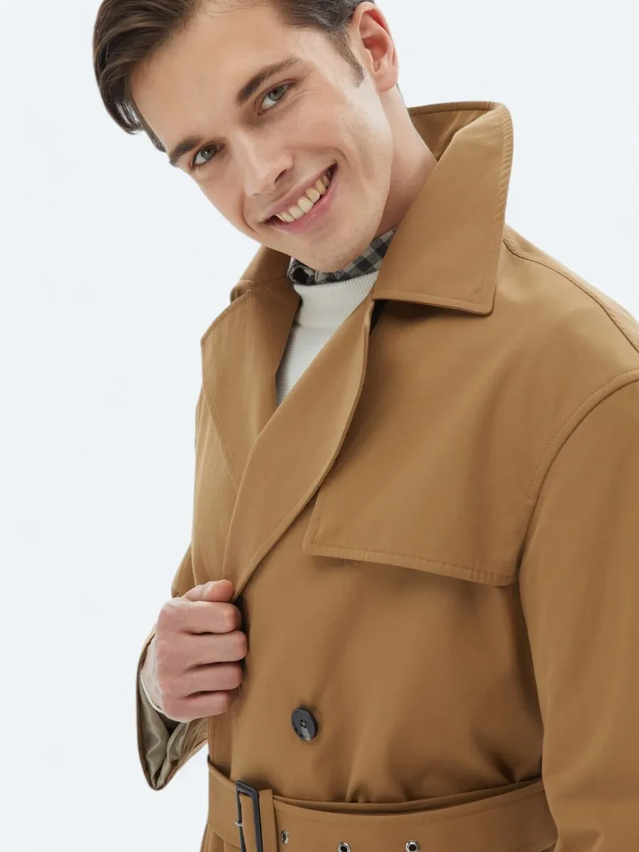 Buff Weaving Rain Coat - 4