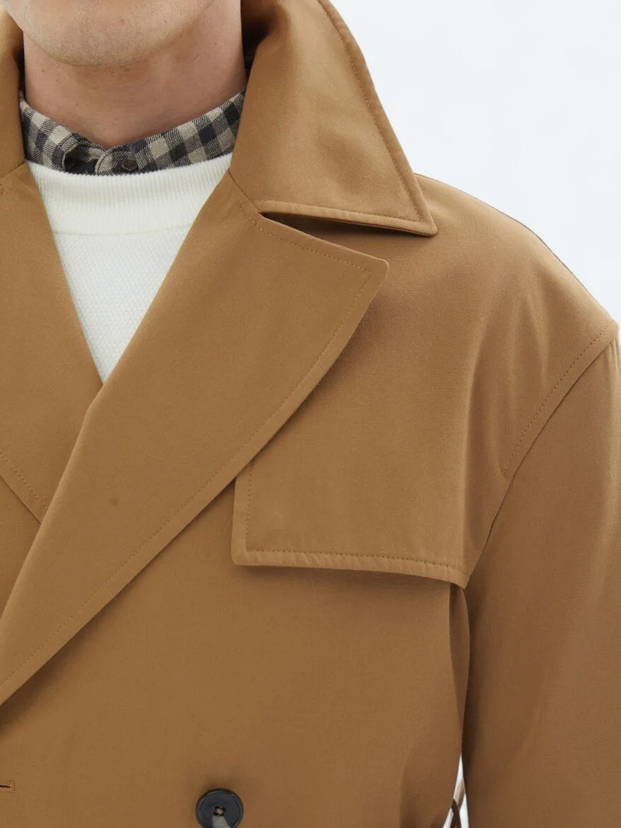 Buff Weaving Rain Coat - 6