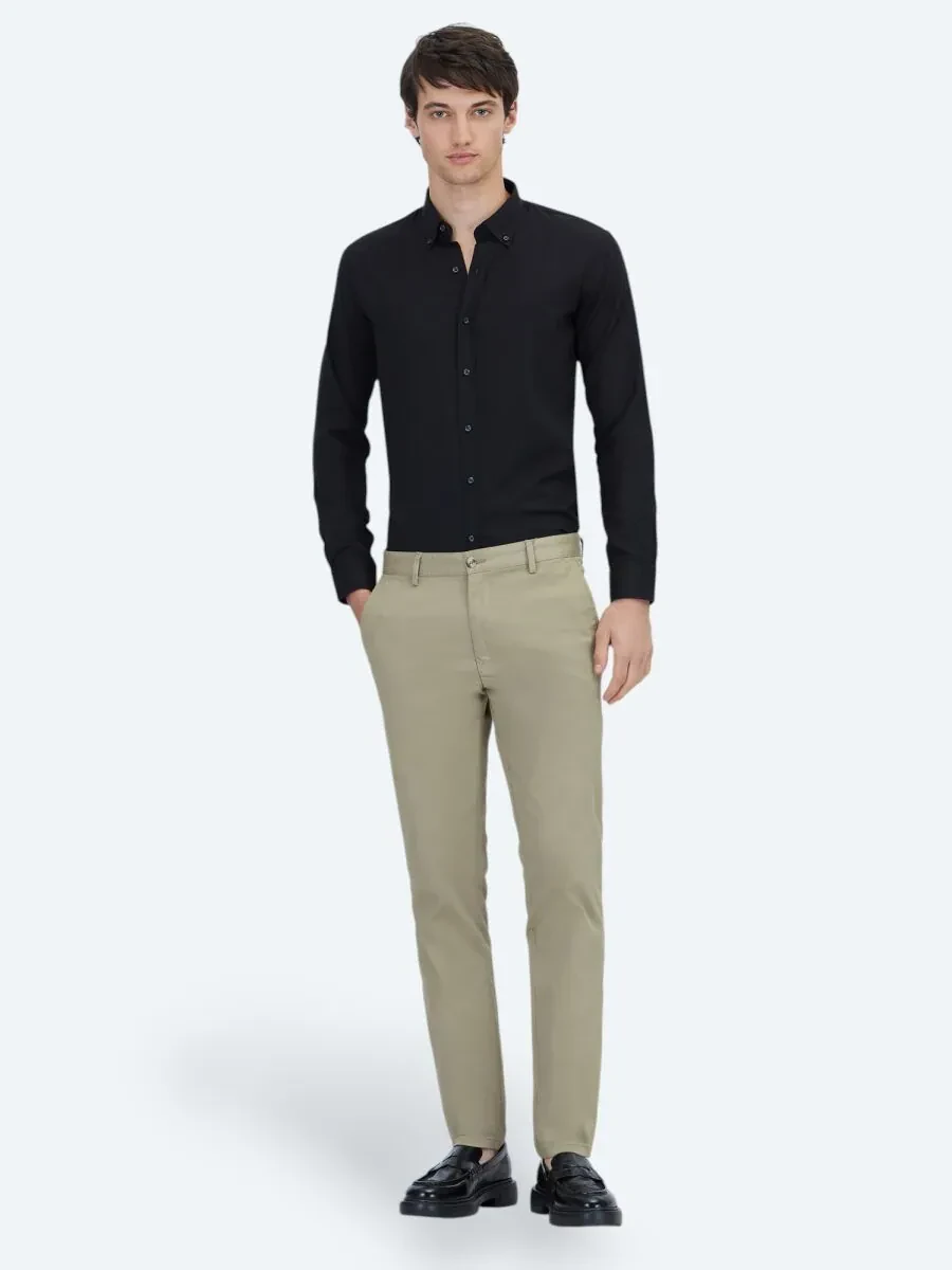 Buff Weaving Regular Fit Casual Cotton Blended Trousers - 1