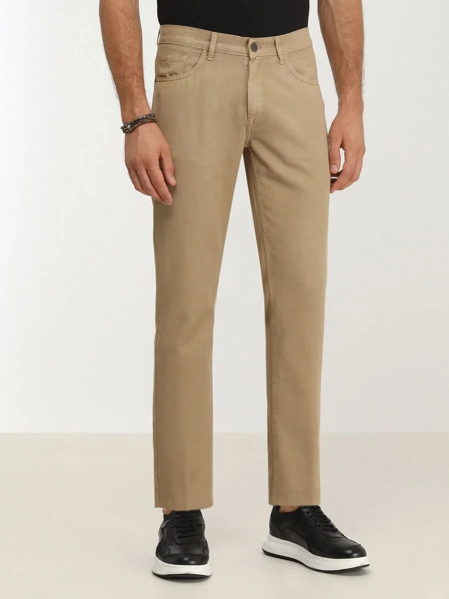Buff Weaving Slim Fit Casual Cotton Blended Trousers - 1
