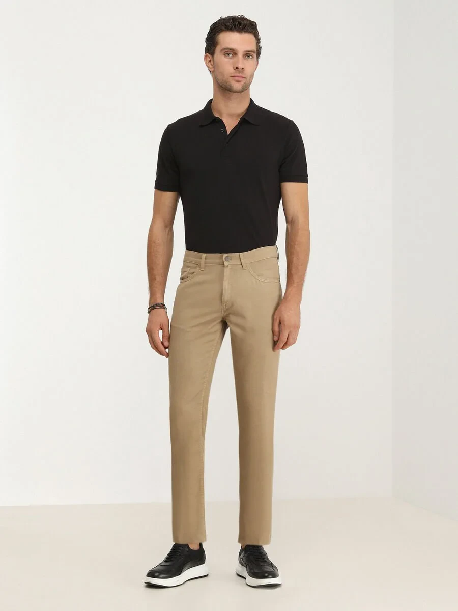 Buff Weaving Slim Fit Casual Cotton Blended Trousers - 2
