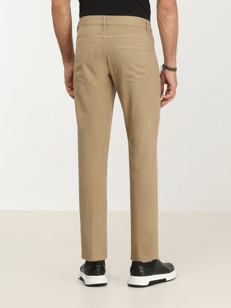 Buff Weaving Slim Fit Casual Cotton Blended Trousers - 4