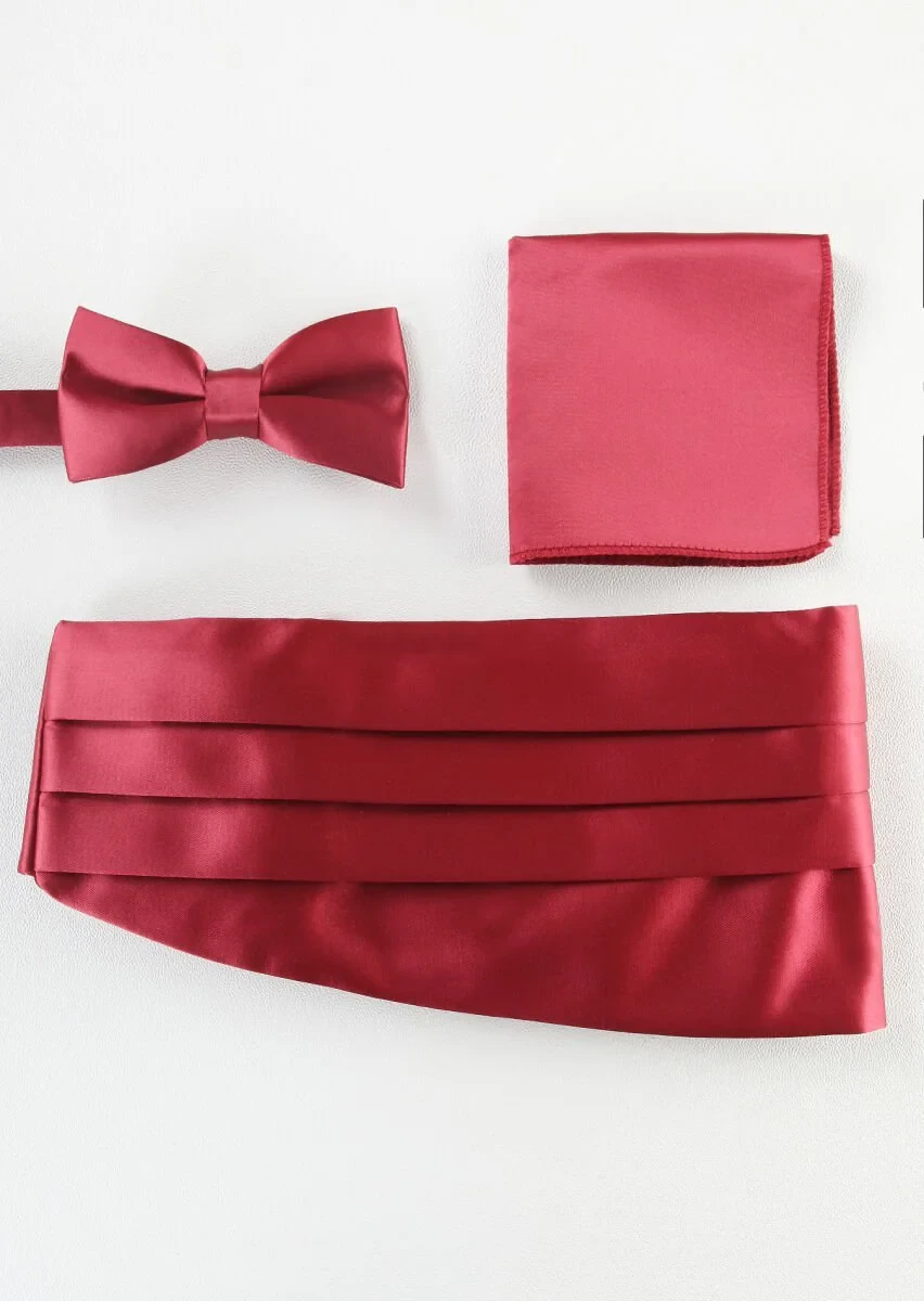 Burgundy Bow Tie Set - 1