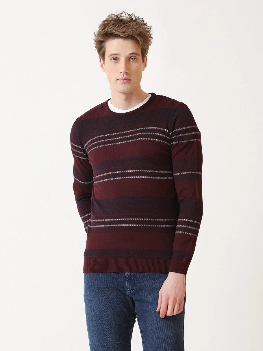 Burgundy Knitwear Sweatshirt - 1