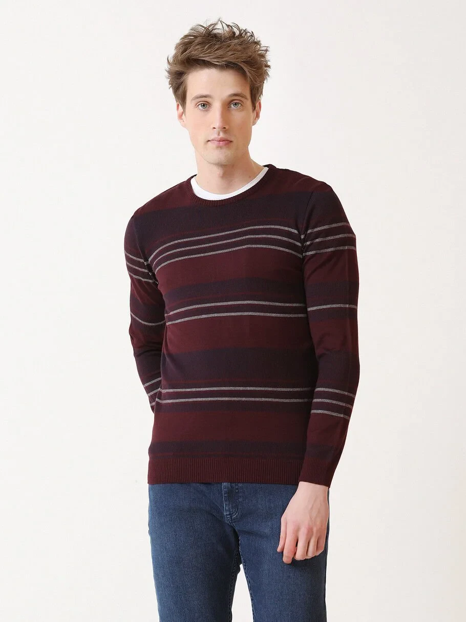 Burgundy Knitwear Sweatshirt - 1