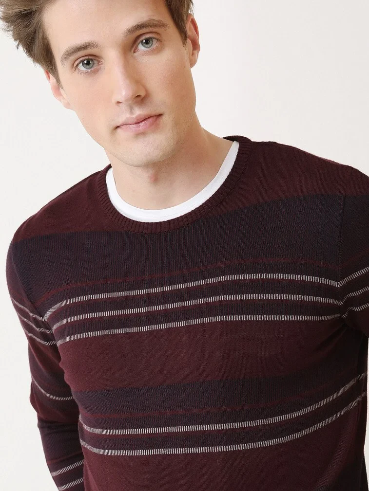 Burgundy Knitwear Sweatshirt - 3