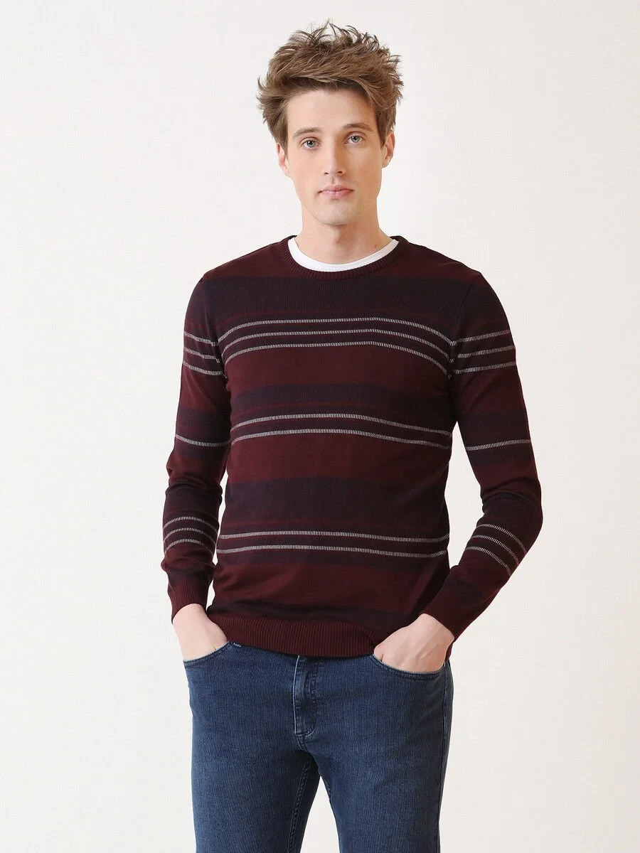Burgundy Knitwear Sweatshirt - 4