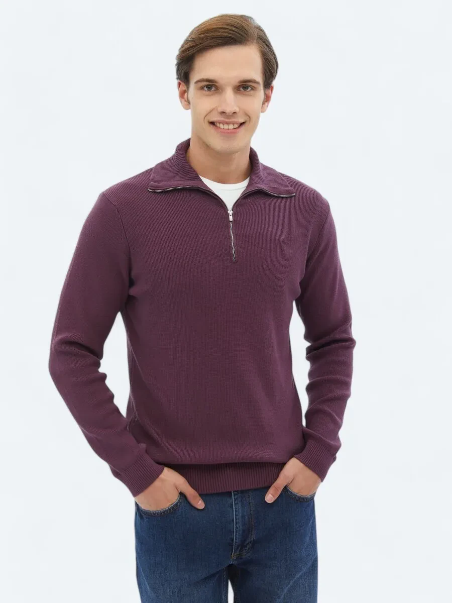 Damson Color Knitwear Sweatshirt - 1