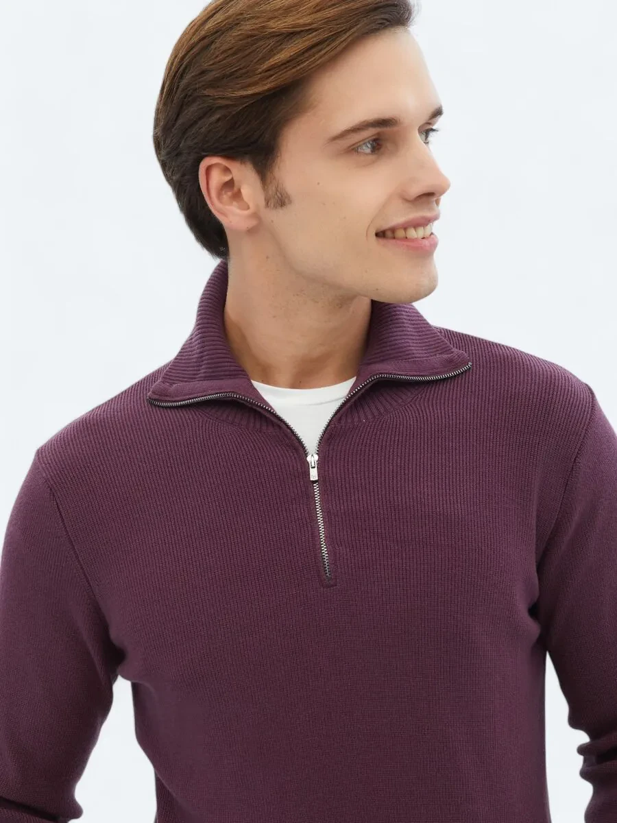 Damson Color Knitwear Sweatshirt - 3