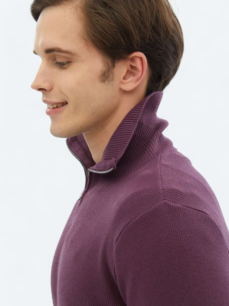 Damson Color Knitwear Sweatshirt - 4