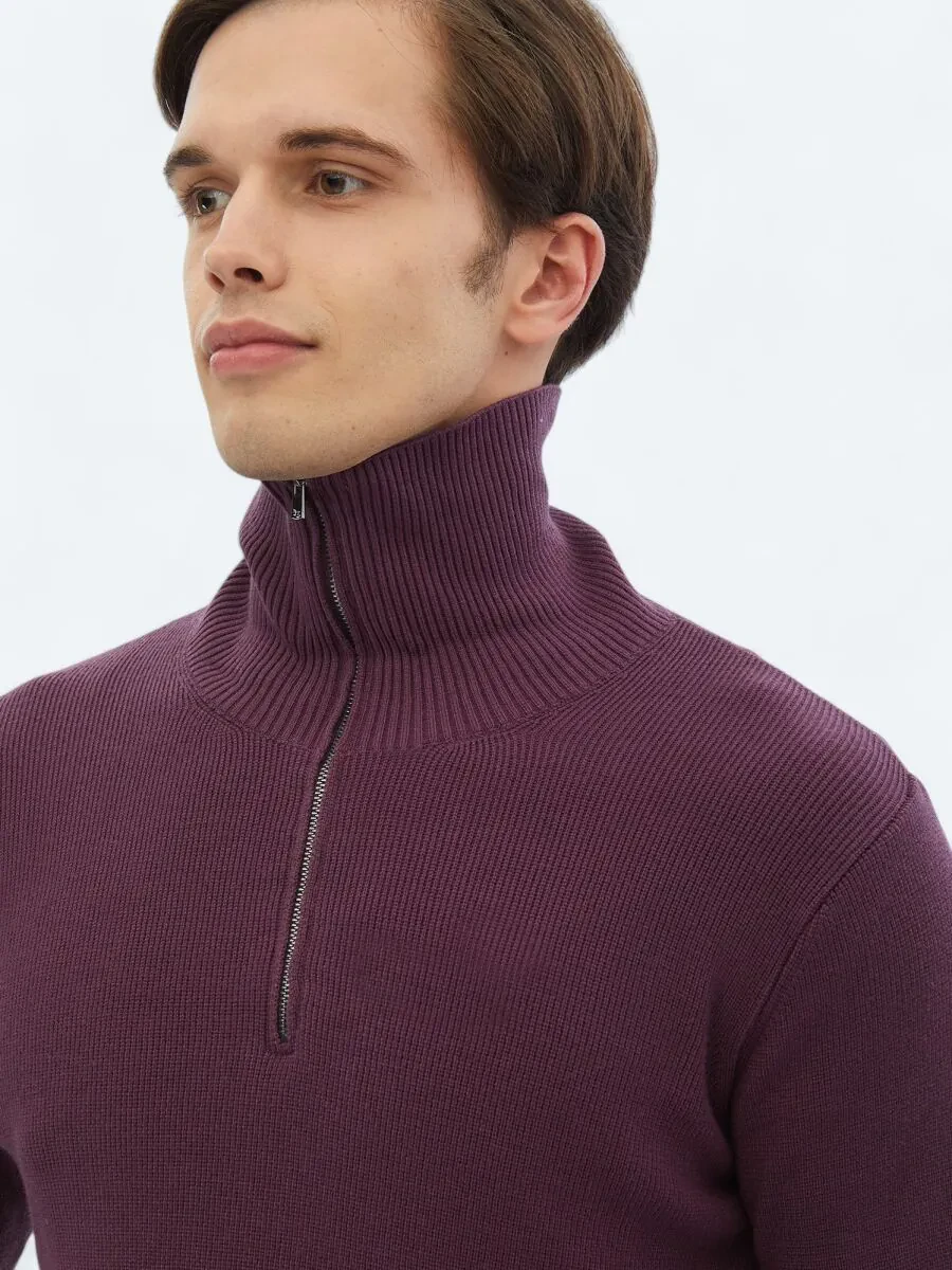 Damson Color Knitwear Sweatshirt - 5