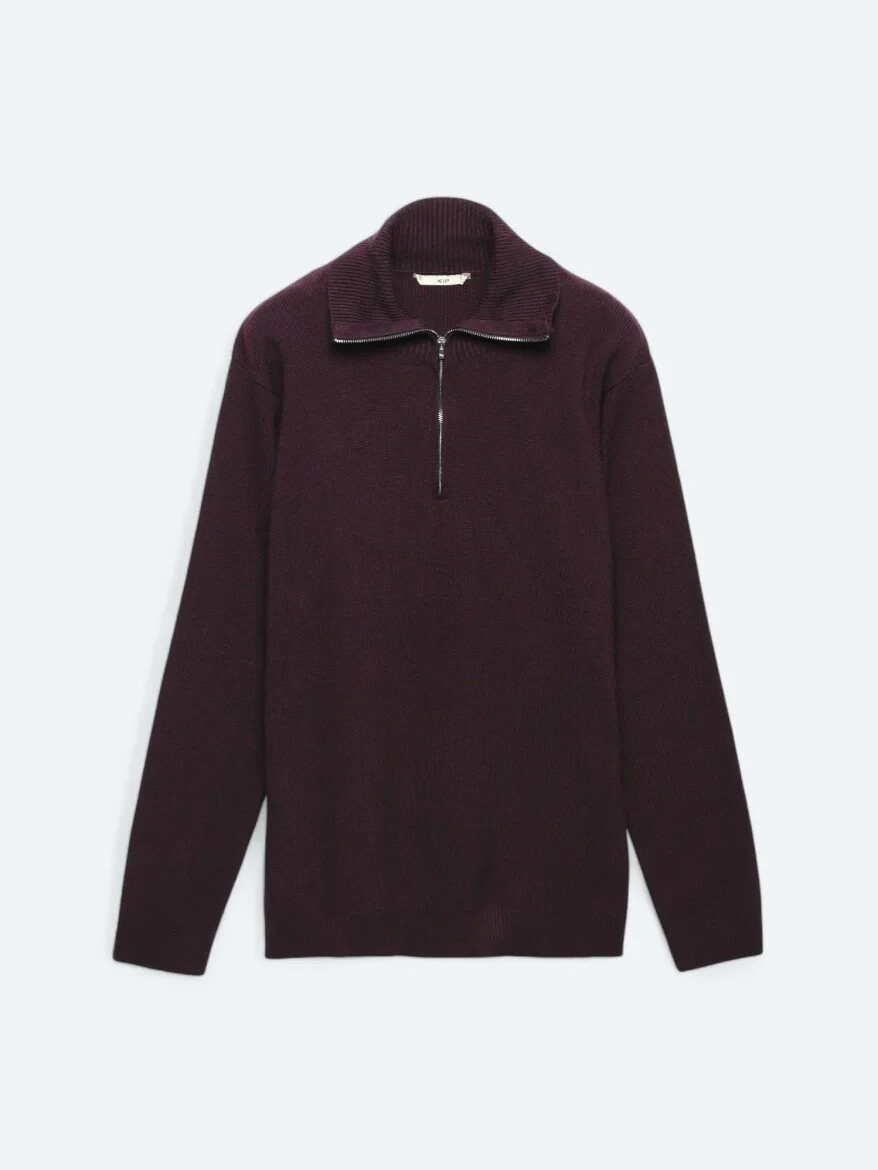 Damson Color Knitwear Sweatshirt - 7
