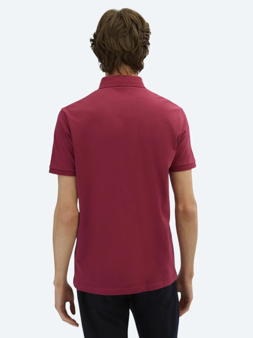 Damson Color Plain Polo Neck 100% Cotton T-Shirt 