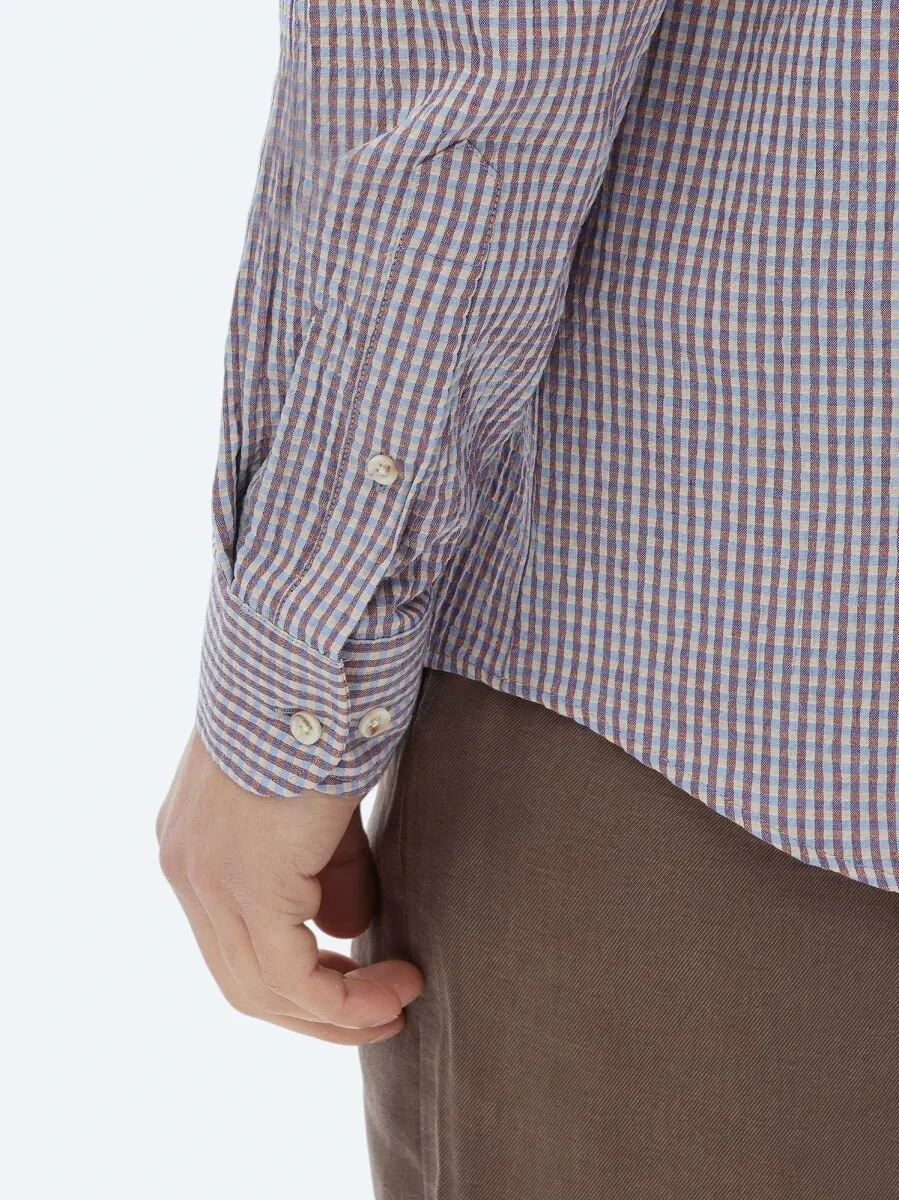 Damson Color Regular Fit Weaving Casual Cotton Blended Shirt - 6