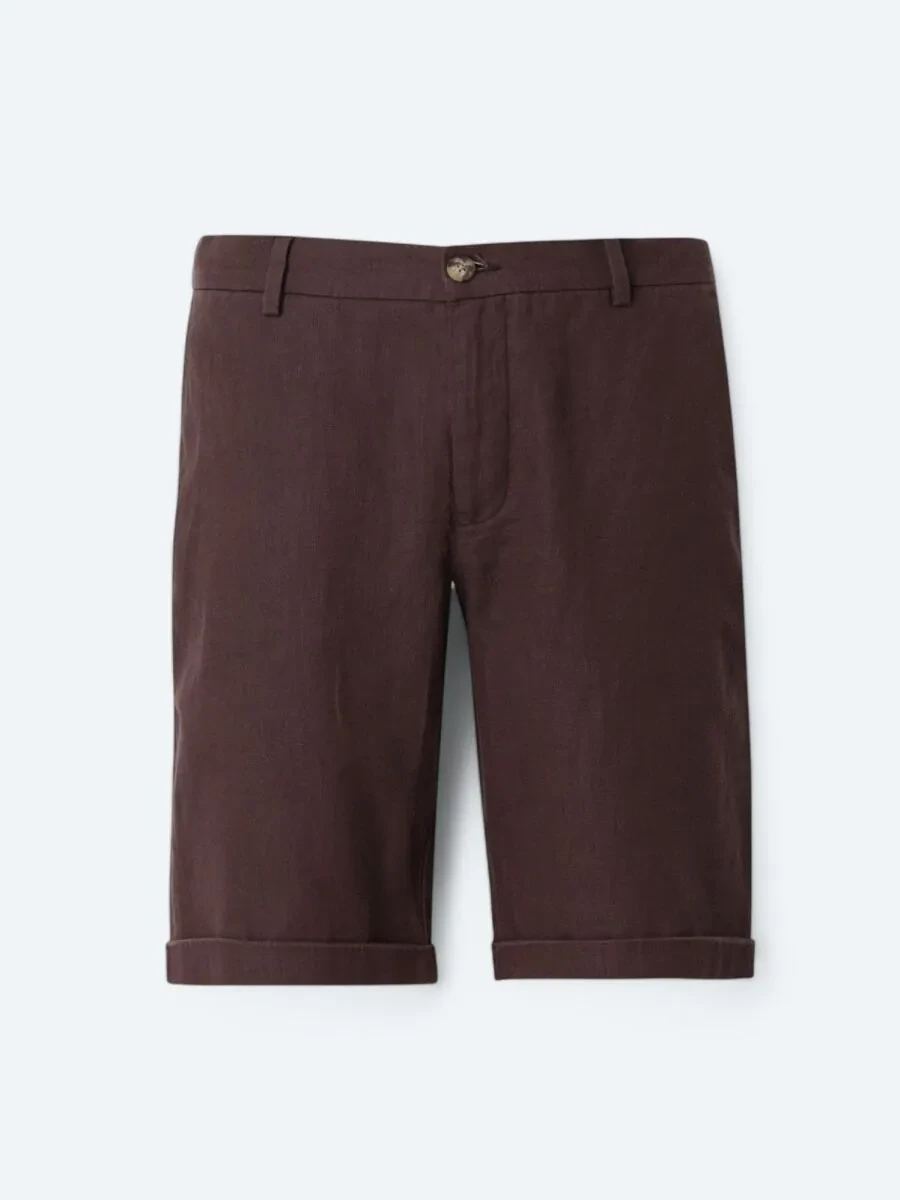 Damson Color Weaving Slim Fit Casual Bermuda - 6
