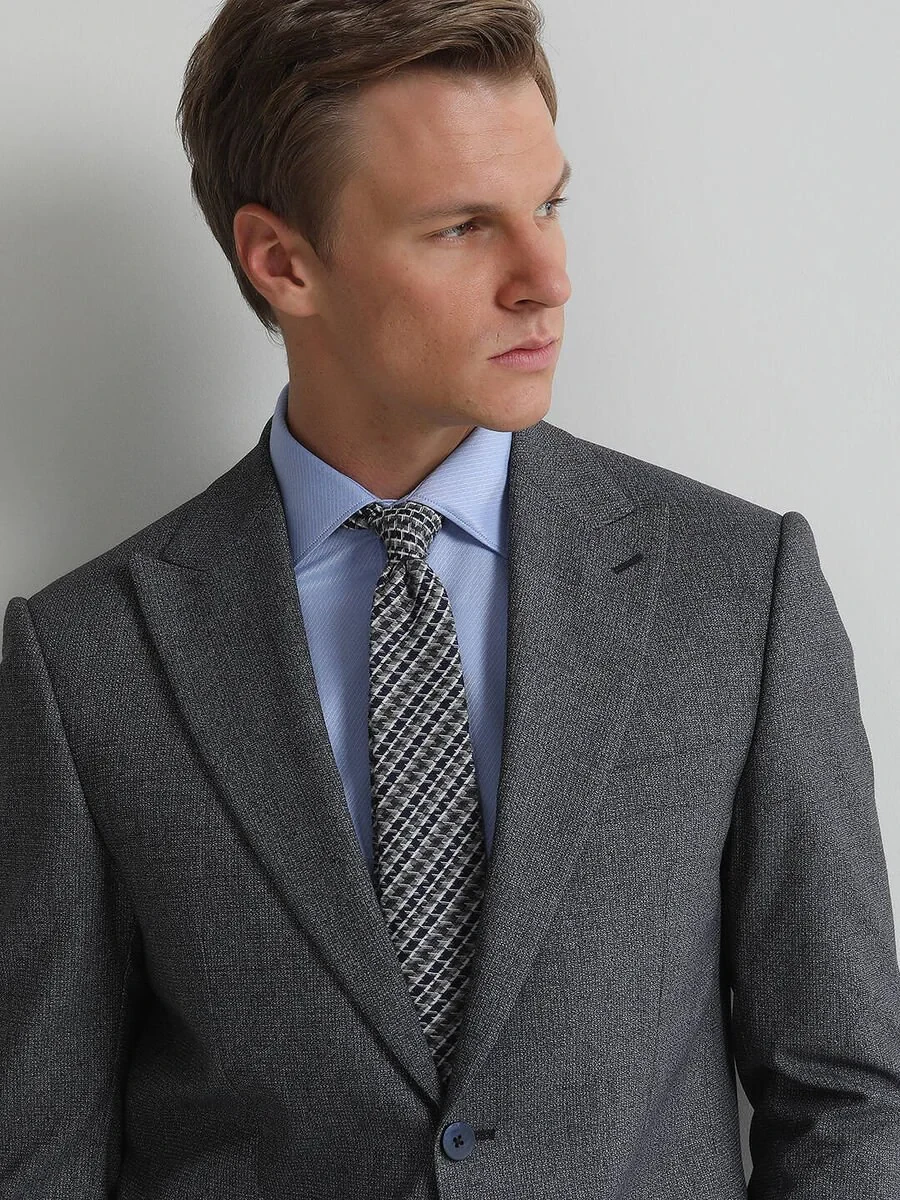 Dark Blue Micro Modern Fit Suit - 2