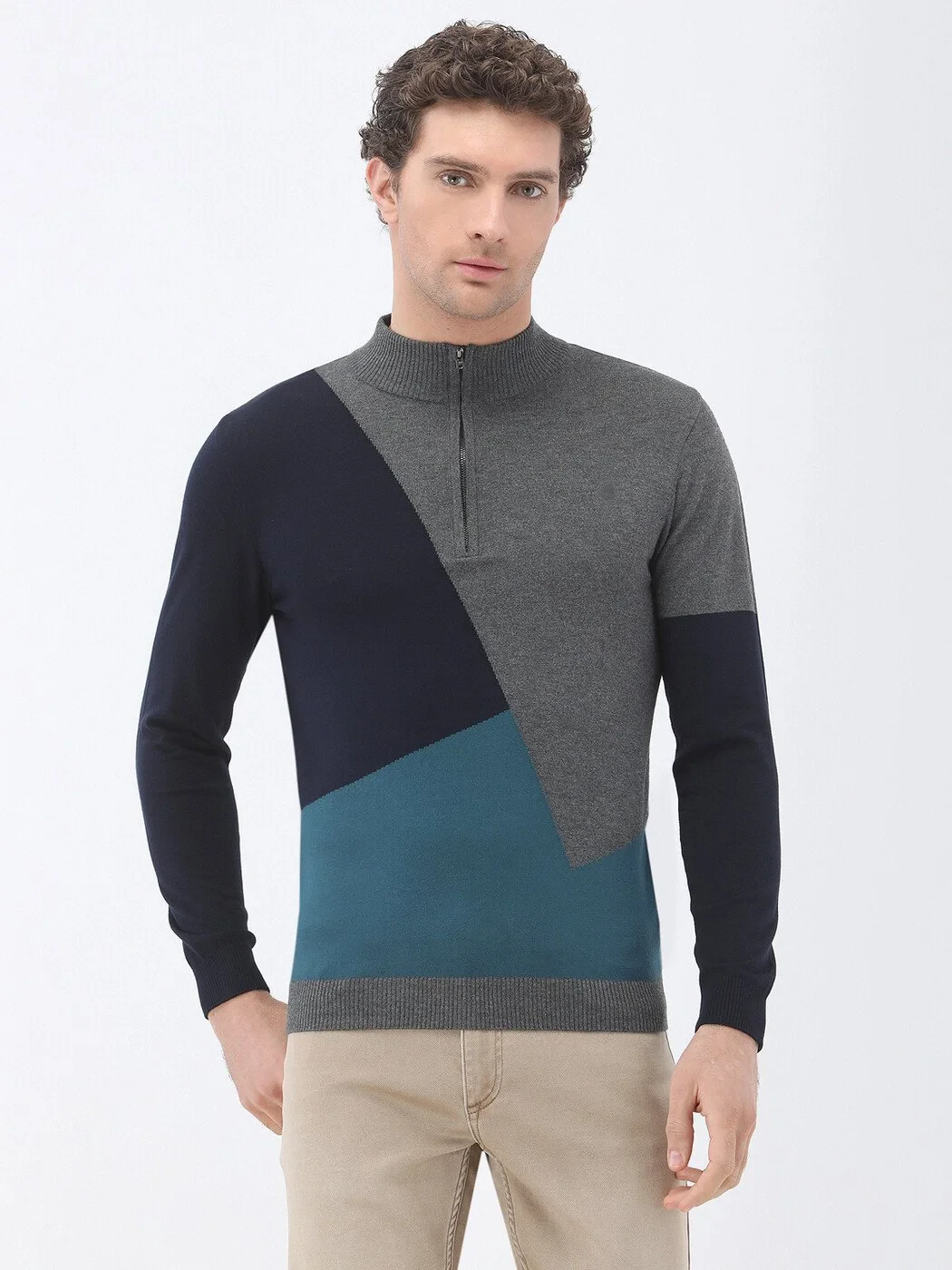 Dark Grey Knitwear Sweatshirt - 1