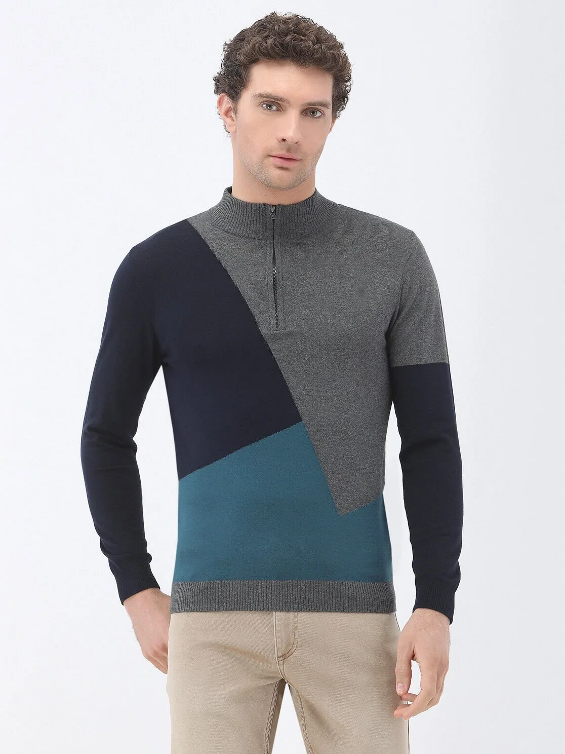 Dark Grey Knitwear Sweatshirt - 1