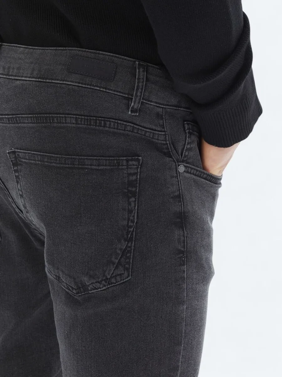 Dark Grey Super Slim Fit Denim Cotton Blended Trousers - 4