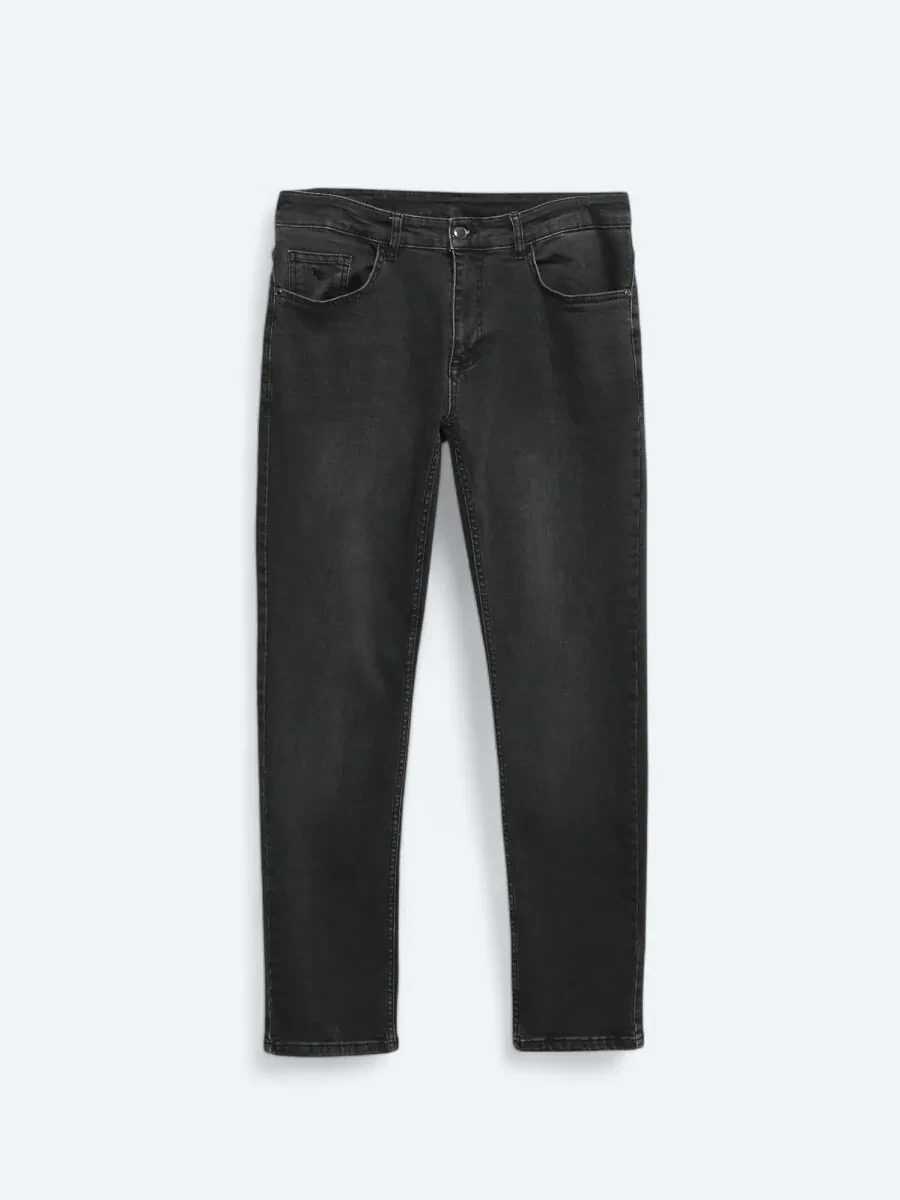 Dark Grey Super Slim Fit Denim Cotton Blended Trousers - 5