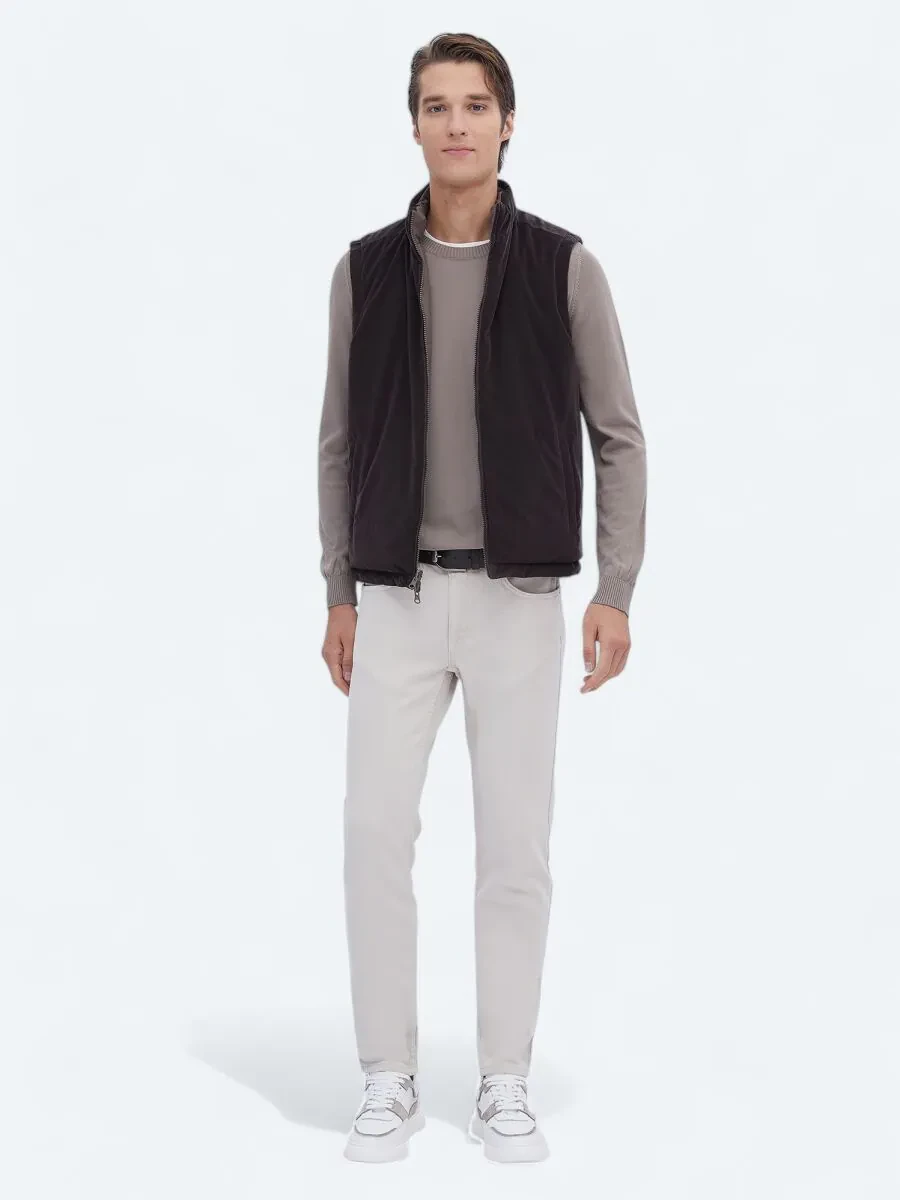 Dark Mink Weaving Puffer Vest - 4