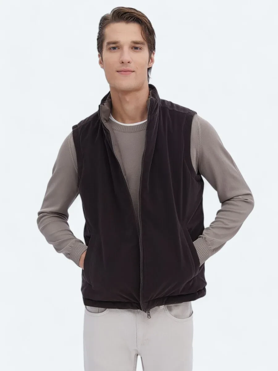 Dark Mink Weaving Puffer Vest - 6