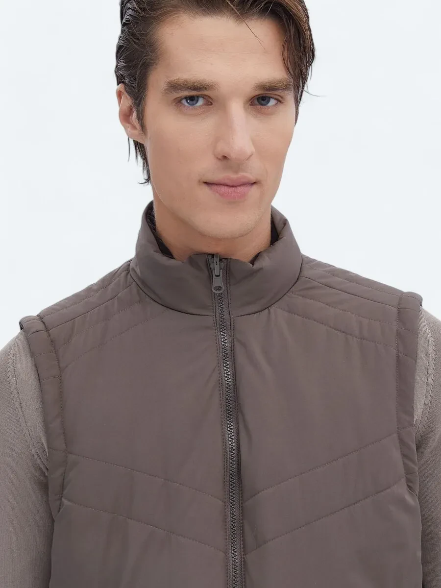 Dark Mink Weaving Puffer Vest - 7