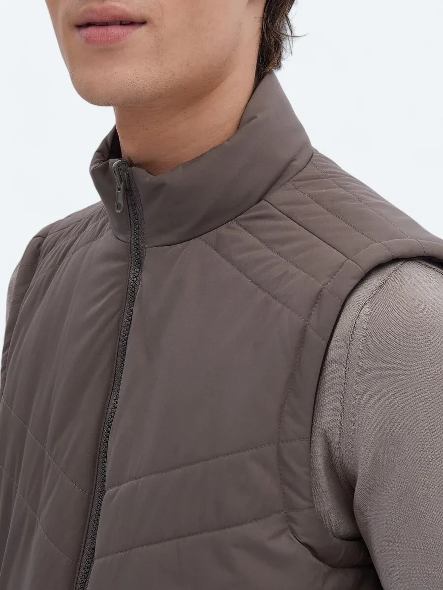 Dark Mink Weaving Puffer Vest - 9