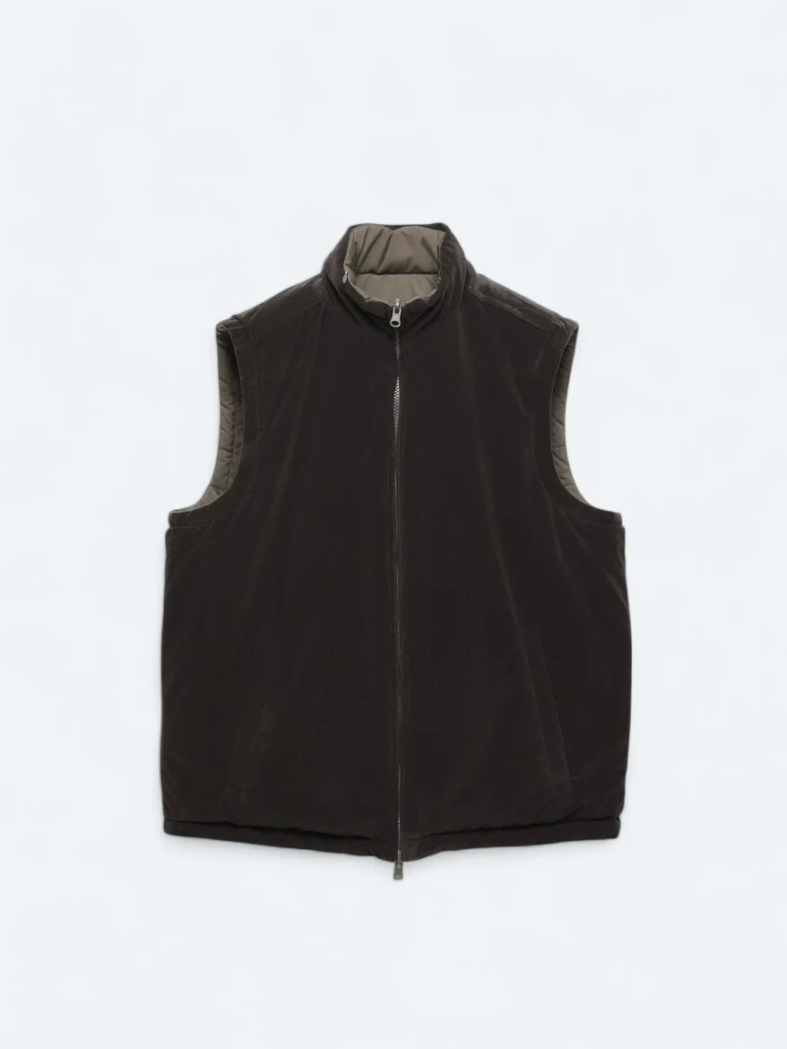 Dark Mink Weaving Puffer Vest - 14