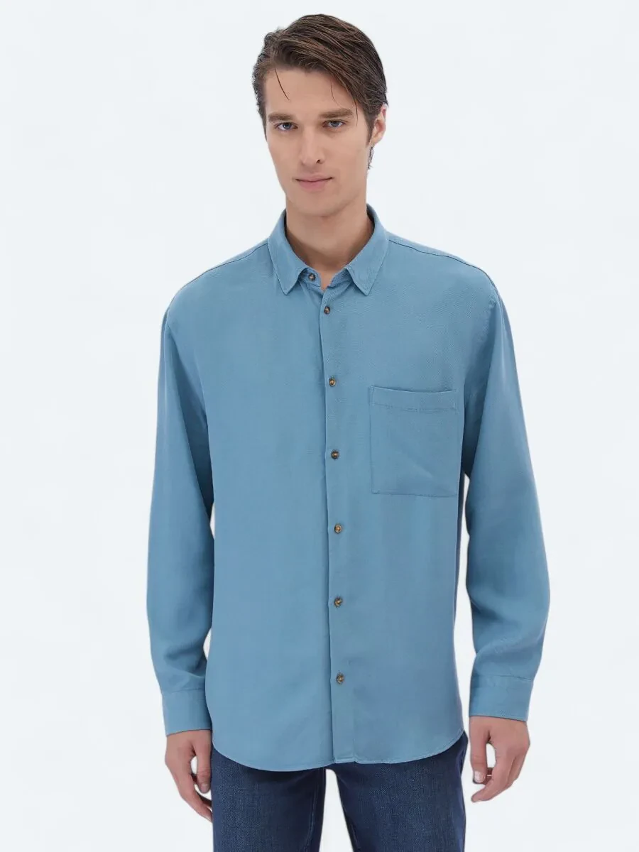 Dark Mint Ribbed Oversize Fit Weaving Casual Shirt - 1