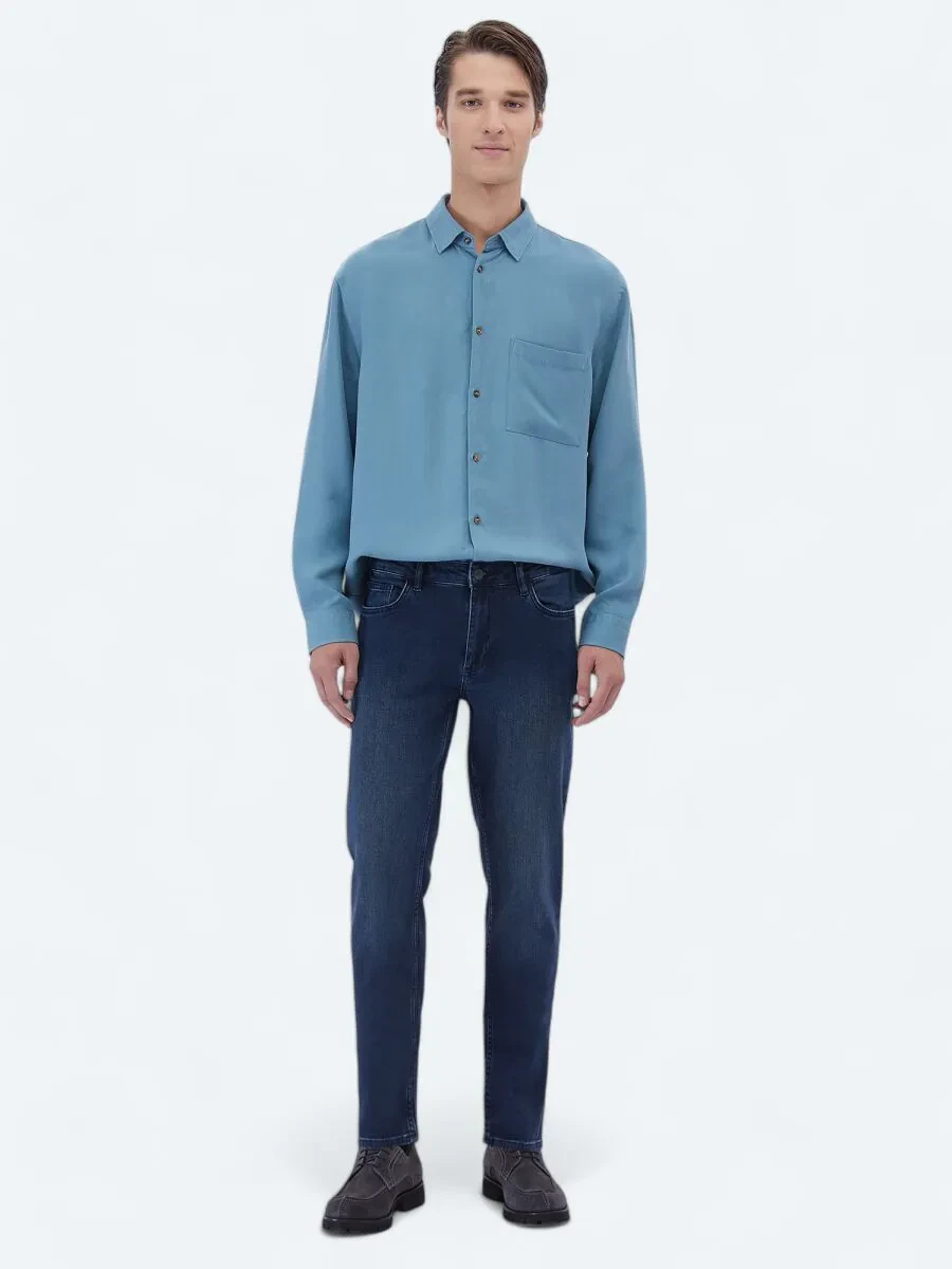 Dark Mint Ribbed Oversize Fit Weaving Casual Shirt - 2