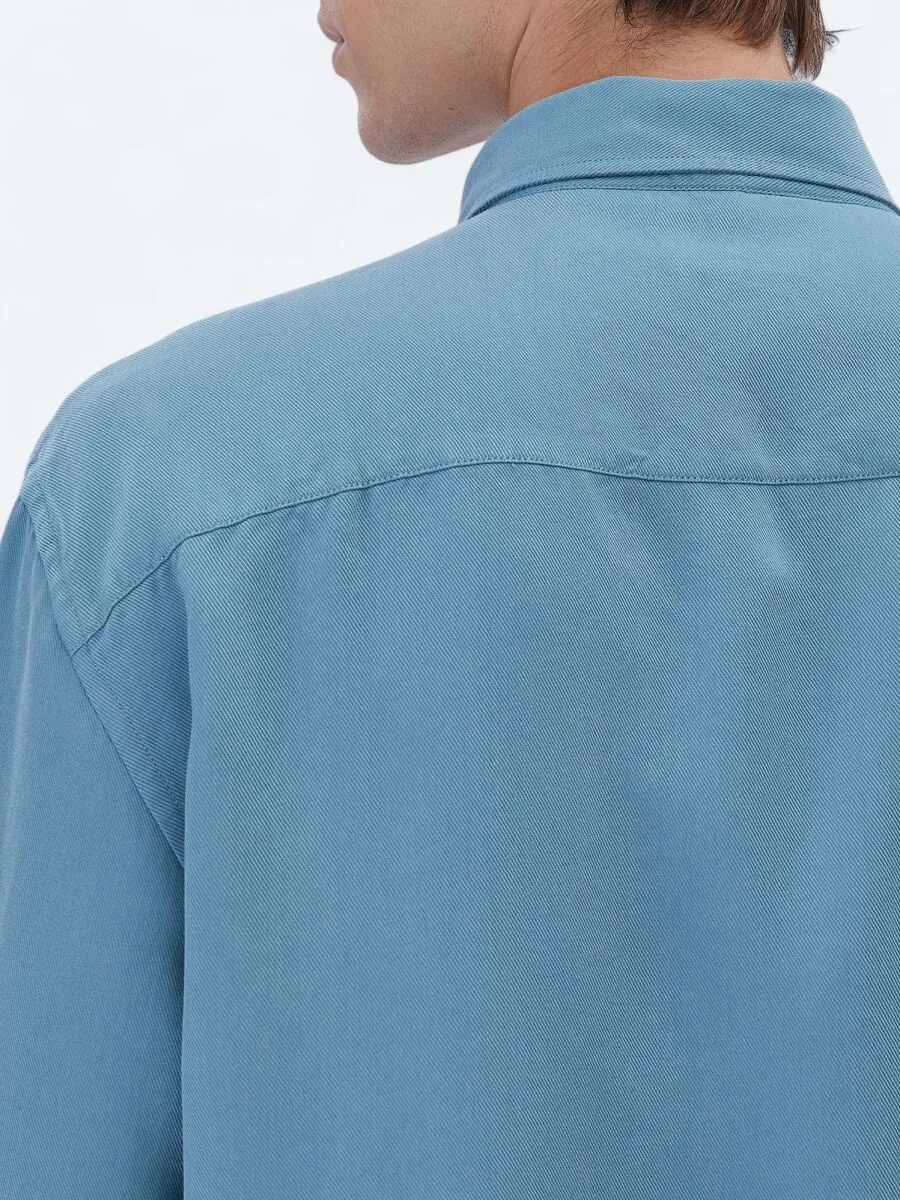 Dark Mint Ribbed Oversize Fit Weaving Casual Shirt - 5