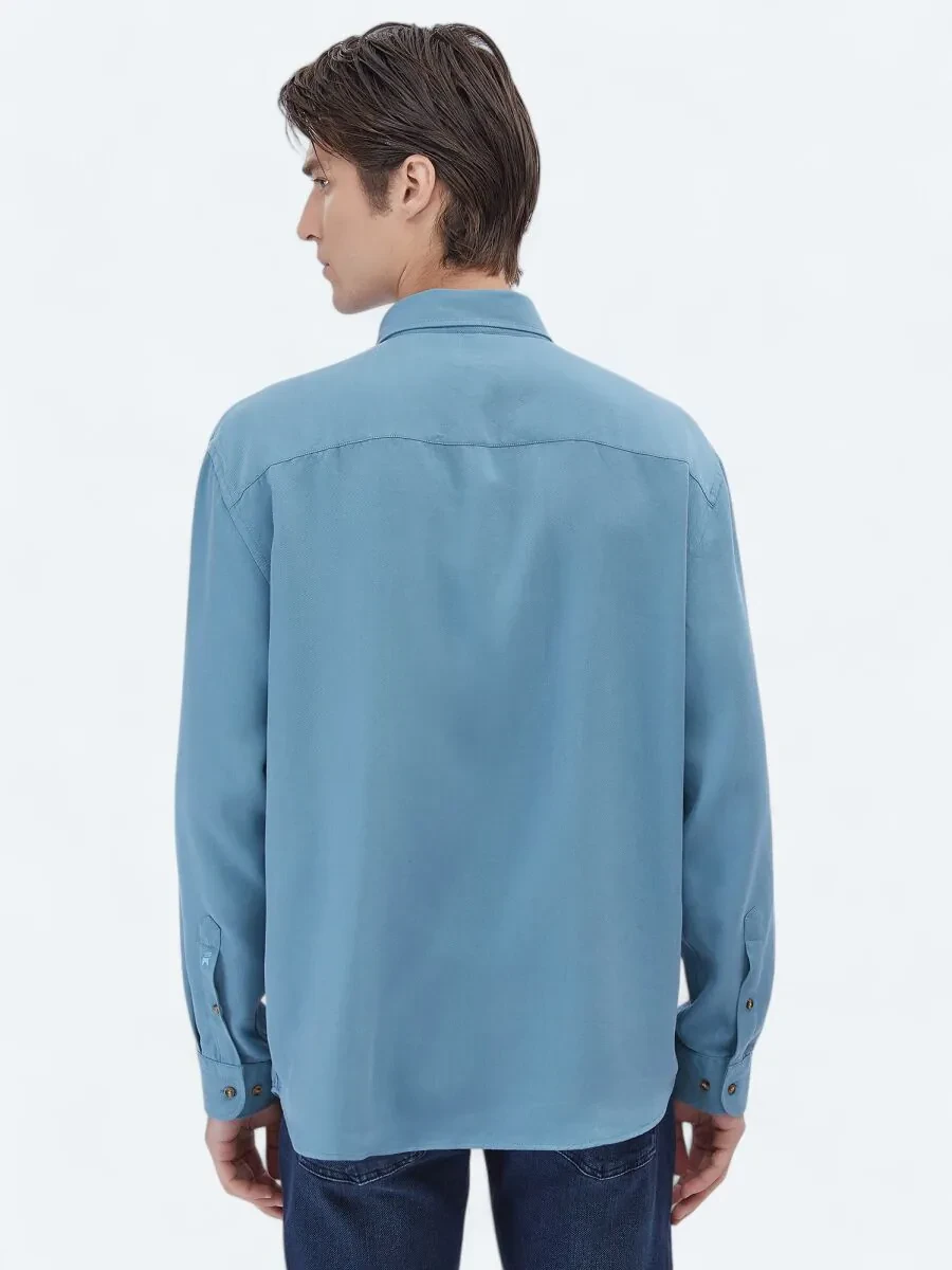 Dark Mint Ribbed Oversize Fit Weaving Casual Shirt - 6