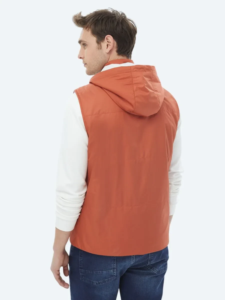 Dark Orange Weaving Puffer Vest - 9