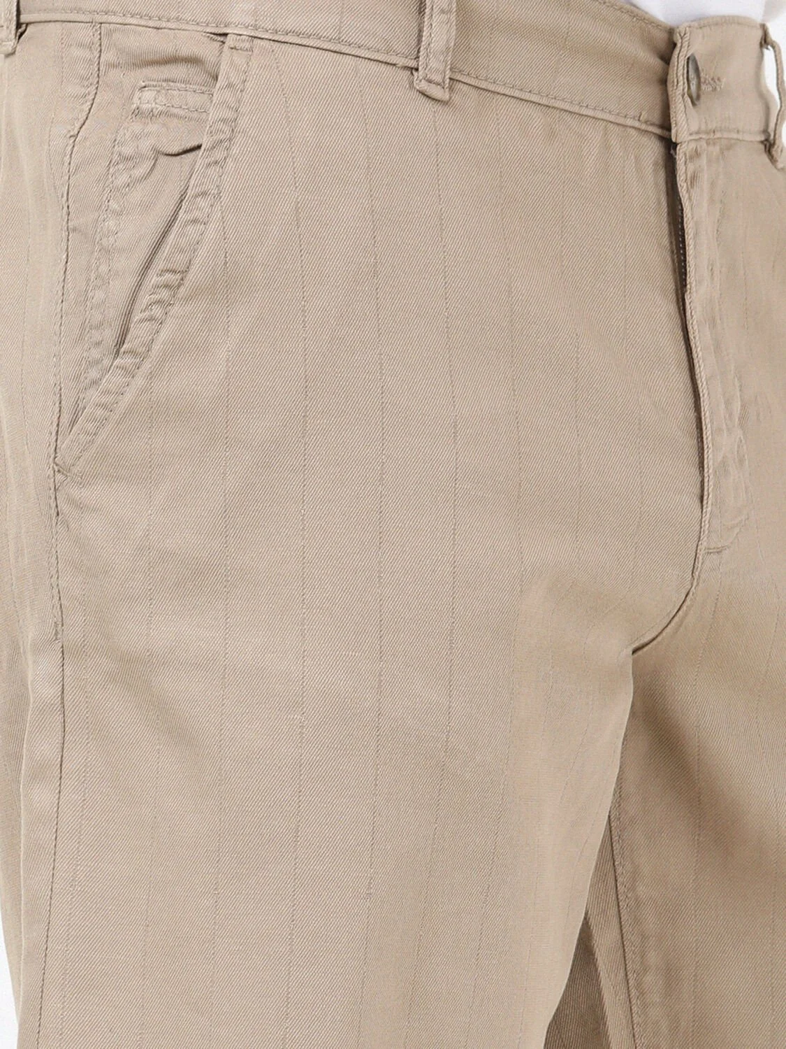 Deve Tüyü Çizgili Dokuma Slim Fit Casual Pamuk Karışımlı Bermuda - 3