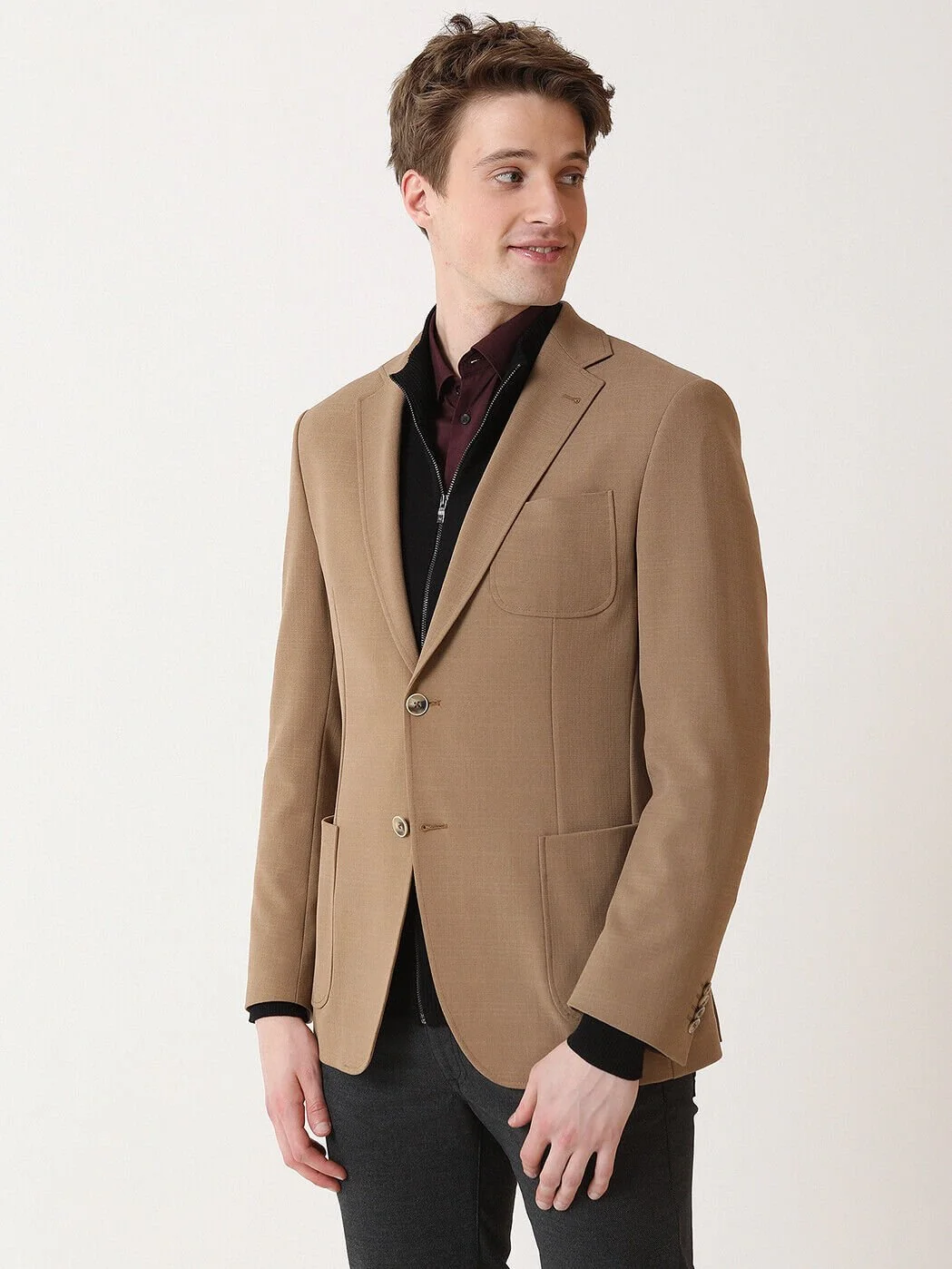 Deve Tüyü Desenli Modern Fit Ceket - 1
