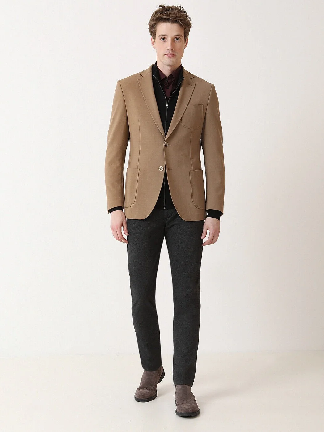 Deve Tüyü Desenli Modern Fit Ceket - 2
