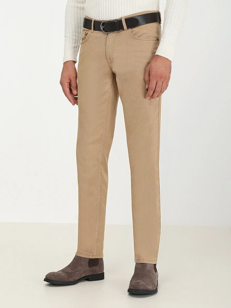 Deve Tüyü Dokuma Slim Fit Casual Pamuk Karışımlı Pantolon - 2
