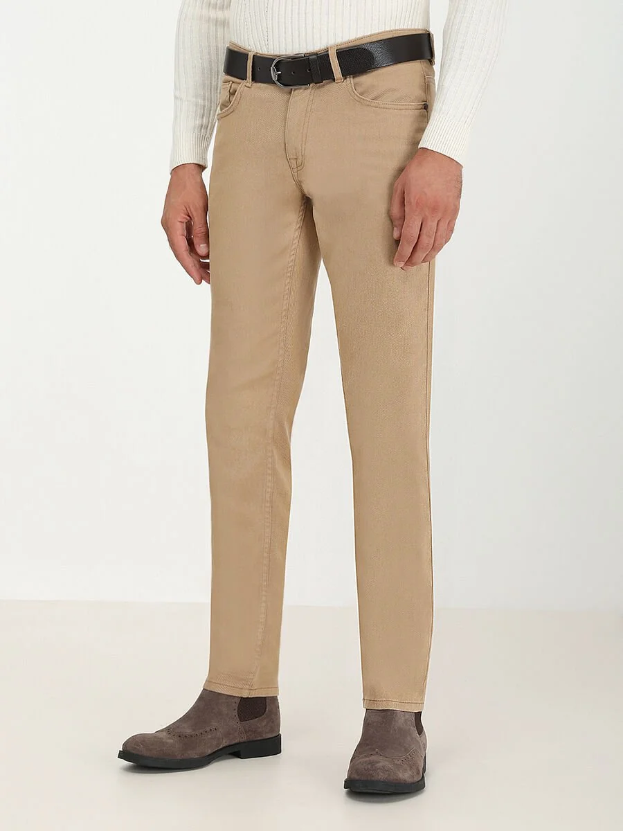 Deve Tüyü Dokuma Slim Fit Casual Pamuk Karışımlı Pantolon - 2