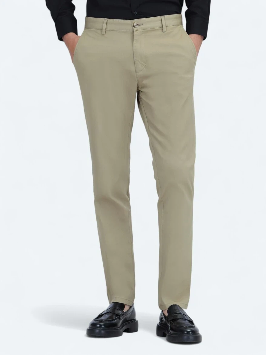 Deve Tüyü Düz Dokuma Regular Fit Casual Pamuk Karışımlı Pantolon - 2