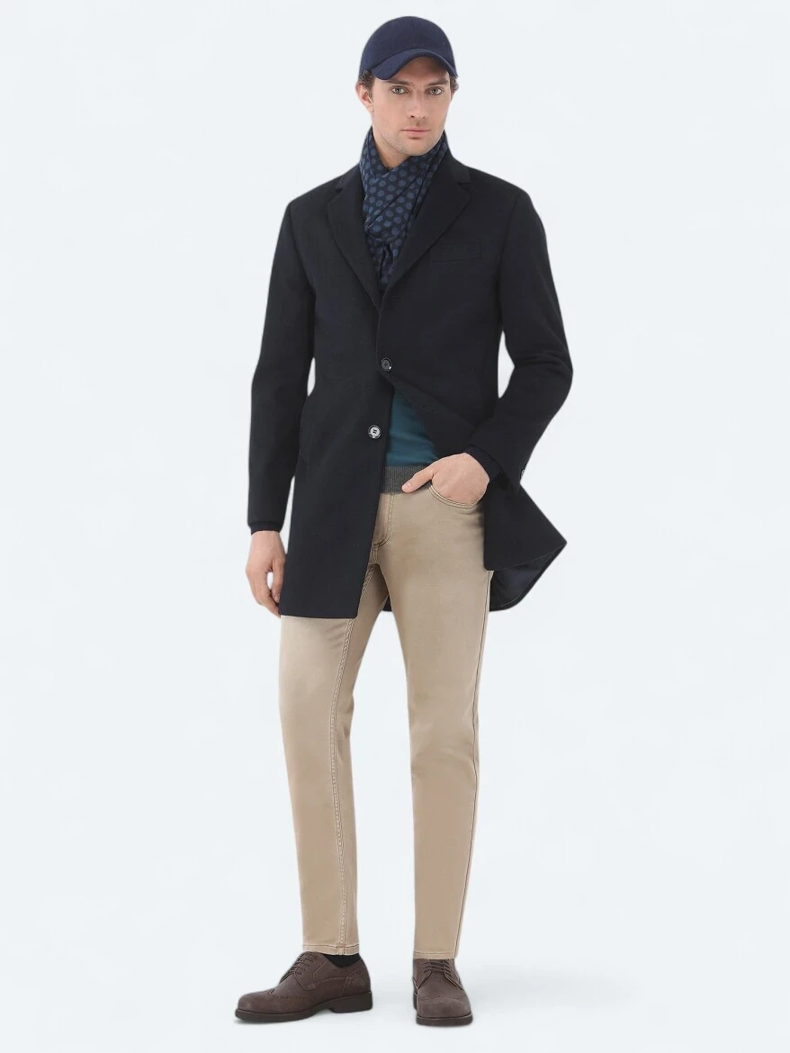 Deve Tüyü Slim Fit Denim Pamuk Karışımlı Pantolon - 3