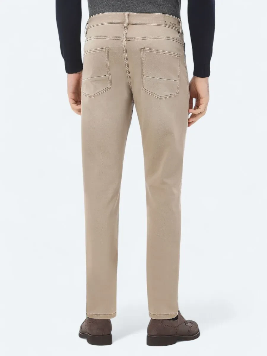 Deve Tüyü Slim Fit Denim Pamuk Karışımlı Pantolon - 5