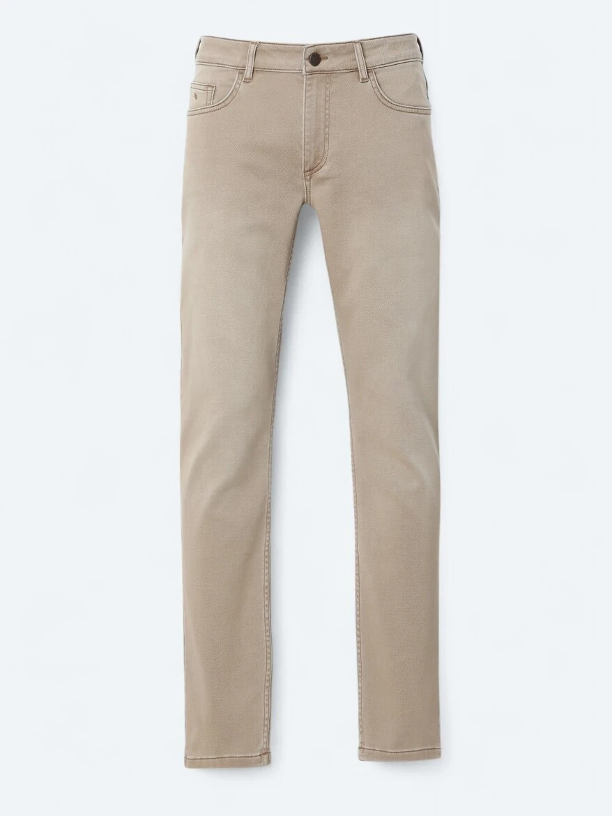 Deve Tüyü Slim Fit Denim Pamuk Karışımlı Pantolon - 6