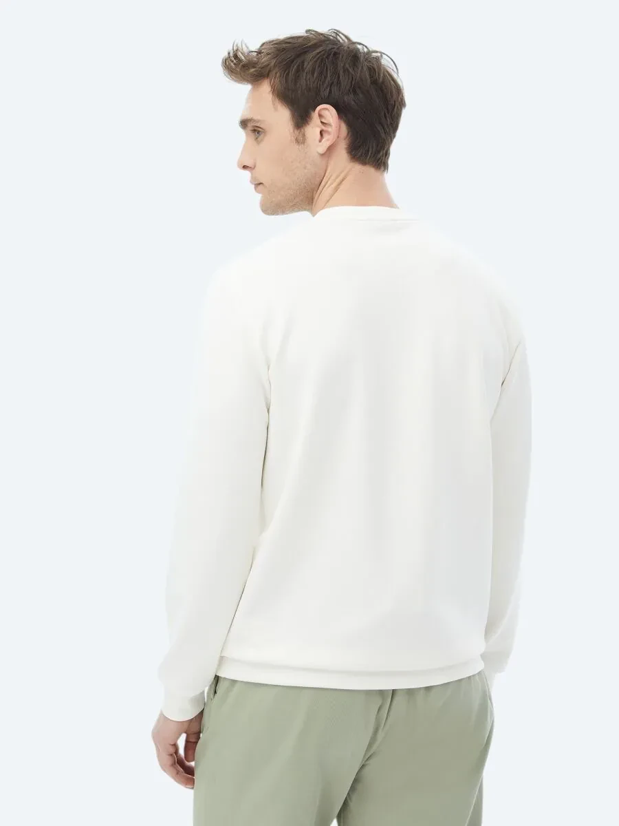 Ecru Crew Neck Printed Sweatshirt - 8