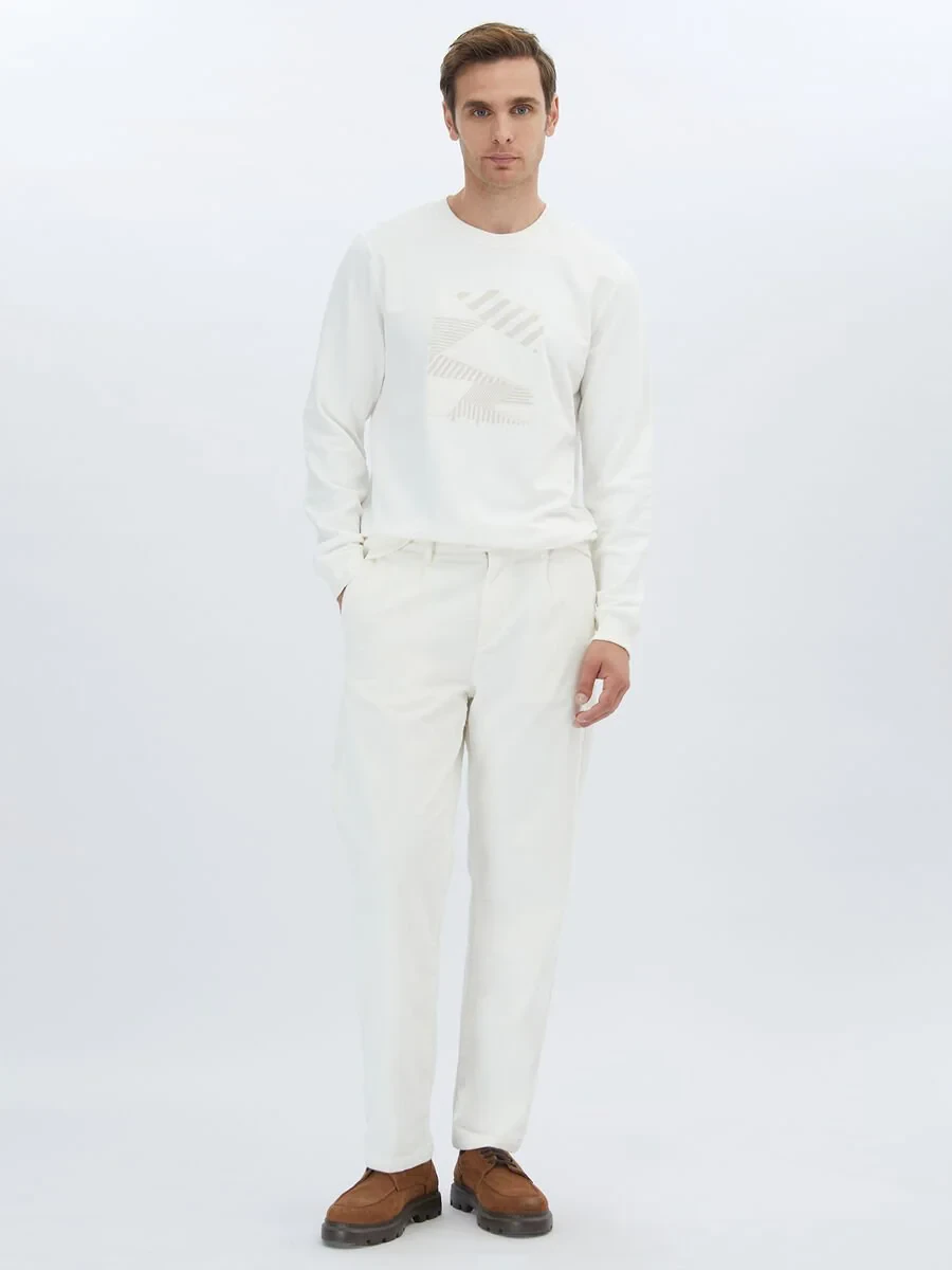 Ecru Crew Neck Sweatshirt - 2