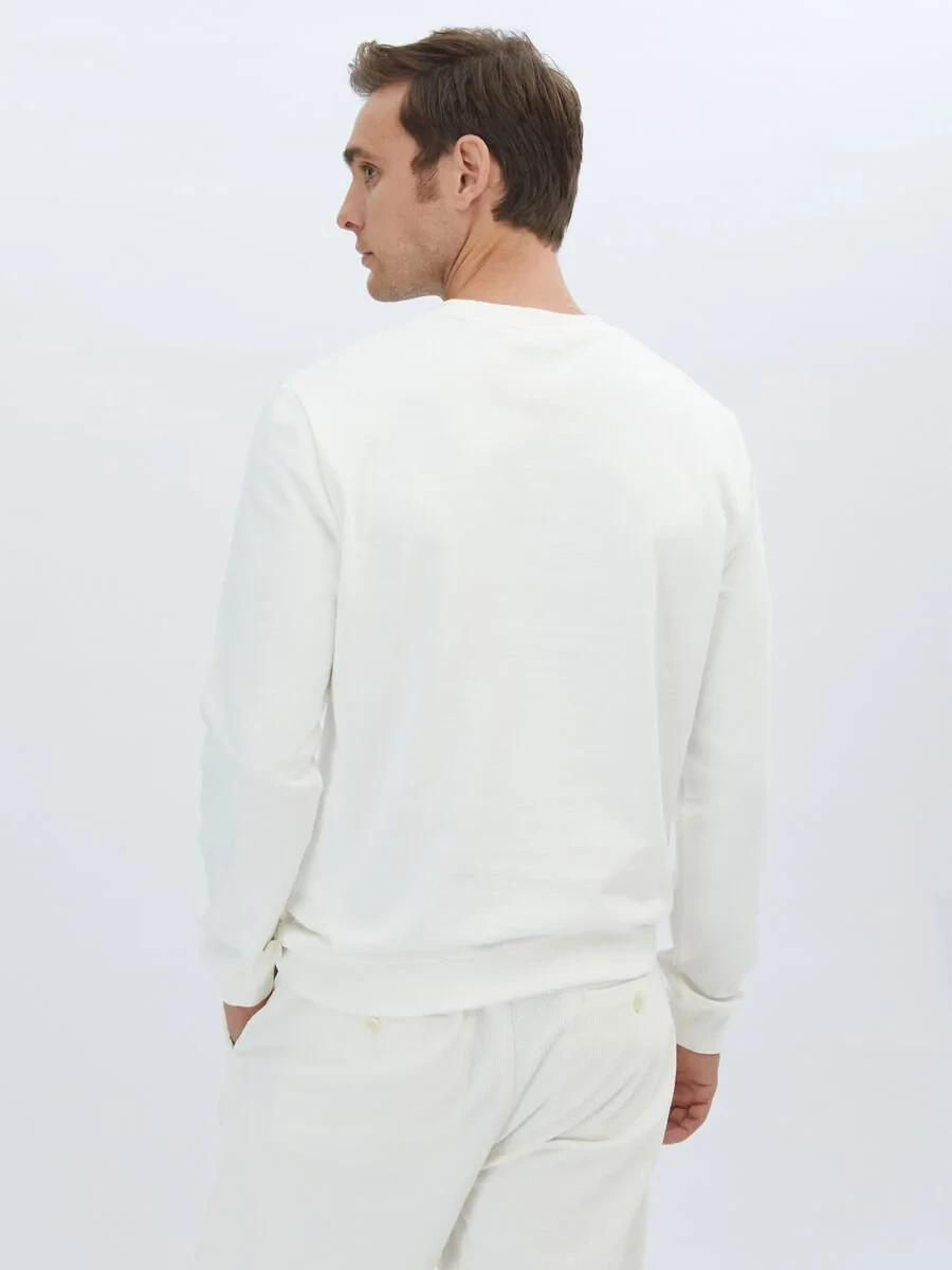 Ecru Crew Neck Sweatshirt - 5